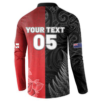 New Zealand And England Rugby Custom Button Sweatshirt Red Rose Mix Maori Pattern - Wonder Print Shop