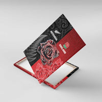 New Zealand And England Rugby Canvas Wall Art Red Rose Mix Maori Pattern - Wonder Print Shop