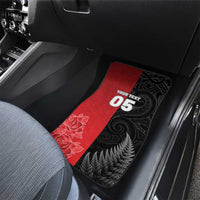 New Zealand And England Rugby Custom Car Mats Red Rose Mix Maori Pattern - Wonder Print Shop