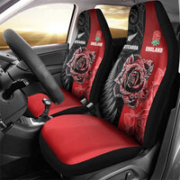 New Zealand And England Rugby Car Seat Cover Red Rose Mix Maori Pattern - Wonder Print Shop