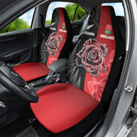 New Zealand And England Rugby Car Seat Cover Red Rose Mix Maori Pattern - Wonder Print Shop
