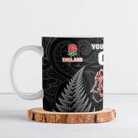 New Zealand And England Rugby Custom Ceramic Mug Red Rose Mix Maori Pattern - Wonder Print Shop
