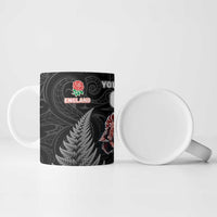 New Zealand And England Rugby Custom Ceramic Mug Red Rose Mix Maori Pattern - Wonder Print Shop