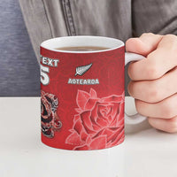 New Zealand And England Rugby Custom Ceramic Mug Red Rose Mix Maori Pattern - Wonder Print Shop