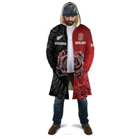 New Zealand And England Rugby Custom Cloak Red Rose Mix Maori Pattern - Wonder Print Shop