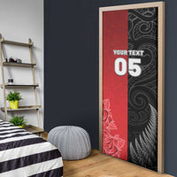 New Zealand And England Rugby Custom Door Cover Red Rose Mix Maori Pattern - Wonder Print Shop