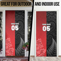 New Zealand And England Rugby Custom Door Cover Red Rose Mix Maori Pattern - Wonder Print Shop