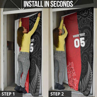 New Zealand And England Rugby Custom Door Cover Red Rose Mix Maori Pattern - Wonder Print Shop