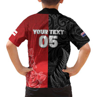 New Zealand And England Rugby Custom Family Matching Long Sleeve Bodycon Dress and Hawaiian Shirt Red Rose Mix Maori Pattern - Wonder Print Shop
