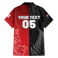 New Zealand And England Rugby Custom Family Matching Summer Maxi Dress and Hawaiian Shirt Red Rose Mix Maori Pattern - Wonder Print Shop