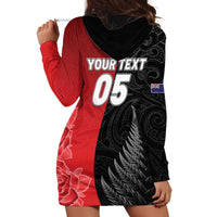 New Zealand And England Rugby Custom Hoodie Dress Red Rose Mix Maori Pattern - Wonder Print Shop
