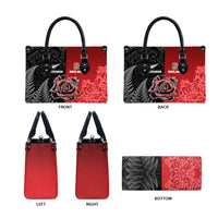 New Zealand And England Rugby Leather Bag Red Rose Mix Maori Pattern - Wonder Print Shop