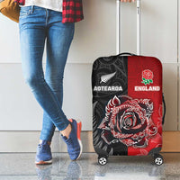New Zealand And England Rugby Luggage Cover Red Rose Mix Maori Pattern - Wonder Print Shop