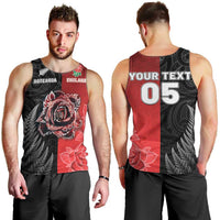 New Zealand And England Rugby Custom Men Tank Top Red Rose Mix Maori Pattern - Wonder Print Shop