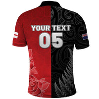 New Zealand And England Rugby Custom Polo Shirt Red Rose Mix Maori Pattern - Wonder Print Shop