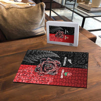 New Zealand And England Rugby Puzzle Red Rose Mix Maori Pattern - Wonder Print Shop