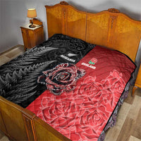 New Zealand And England Rugby Quilt Red Rose Mix Maori Pattern - Wonder Print Shop
