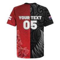 New Zealand And England Rugby Custom Rugby Jersey Red Rose Mix Maori Pattern - Wonder Print Shop