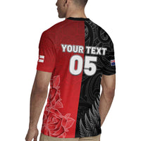 New Zealand And England Rugby Custom Rugby Jersey Red Rose Mix Maori Pattern - Wonder Print Shop