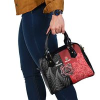 New Zealand And England Rugby Shoulder Handbag Red Rose Mix Maori Pattern - Wonder Print Shop