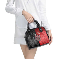 New Zealand And England Rugby Shoulder Handbag Red Rose Mix Maori Pattern - Wonder Print Shop