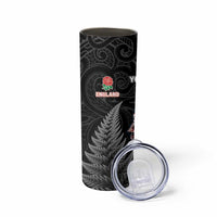 New Zealand And England Rugby Custom Skinny Tumbler Red Rose Mix Maori Pattern - Wonder Print Shop
