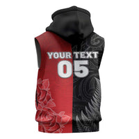 New Zealand And England Rugby Custom Sleeveless Hoodie Red Rose Mix Maori Pattern - Wonder Print Shop