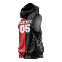 New Zealand And England Rugby Custom Sleeveless Hoodie Red Rose Mix Maori Pattern - Wonder Print Shop