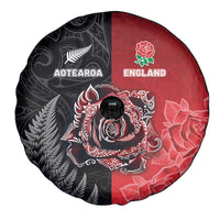 New Zealand And England Rugby Spare Tire Cover Red Rose Mix Maori Pattern - Wonder Print Shop