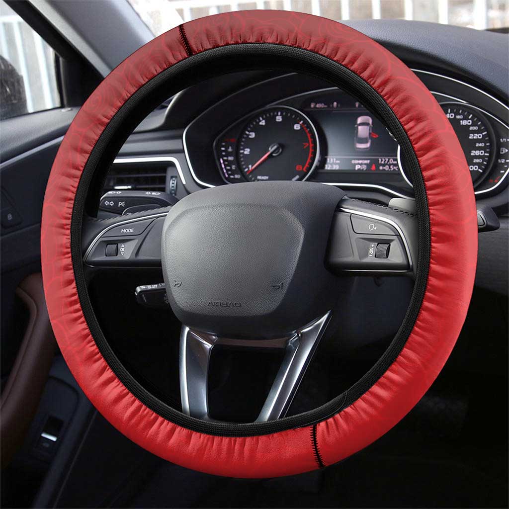 New Zealand And England Rugby Steering Wheel Cover Red Rose Mix Maori Pattern - Wonder Print Shop