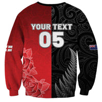 New Zealand And England Rugby Custom Sweatshirt Red Rose Mix Maori Pattern - Wonder Print Shop