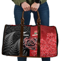 New Zealand And England Rugby Travel Bag Red Rose Mix Maori Pattern - Wonder Print Shop