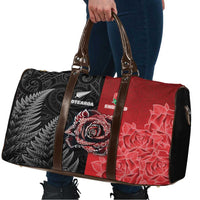 New Zealand And England Rugby Travel Bag Red Rose Mix Maori Pattern - Wonder Print Shop