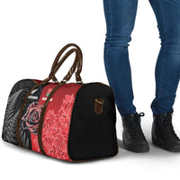 New Zealand And England Rugby Travel Bag Red Rose Mix Maori Pattern - Wonder Print Shop