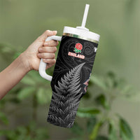 New Zealand And England Rugby Custom Tumbler With Handle Red Rose Mix Maori Pattern - Wonder Print Shop