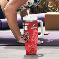 New Zealand And England Rugby Custom Tumbler With Handle Red Rose Mix Maori Pattern - Wonder Print Shop