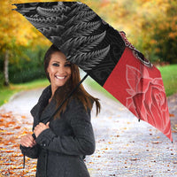 New Zealand And England Rugby Umbrella Red Rose Mix Maori Pattern - Wonder Print Shop
