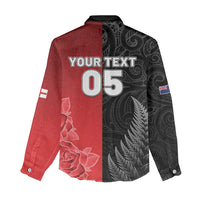 New Zealand And England Rugby Custom Women Casual Shirt Red Rose Mix Maori Pattern - Wonder Print Shop