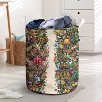 Hawaii And Japan Laundry Basket Tiki With Oni Mask - Wonder Print Shop