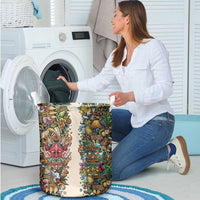 Hawaii And Japan Laundry Basket Tiki With Oni Mask - Wonder Print Shop