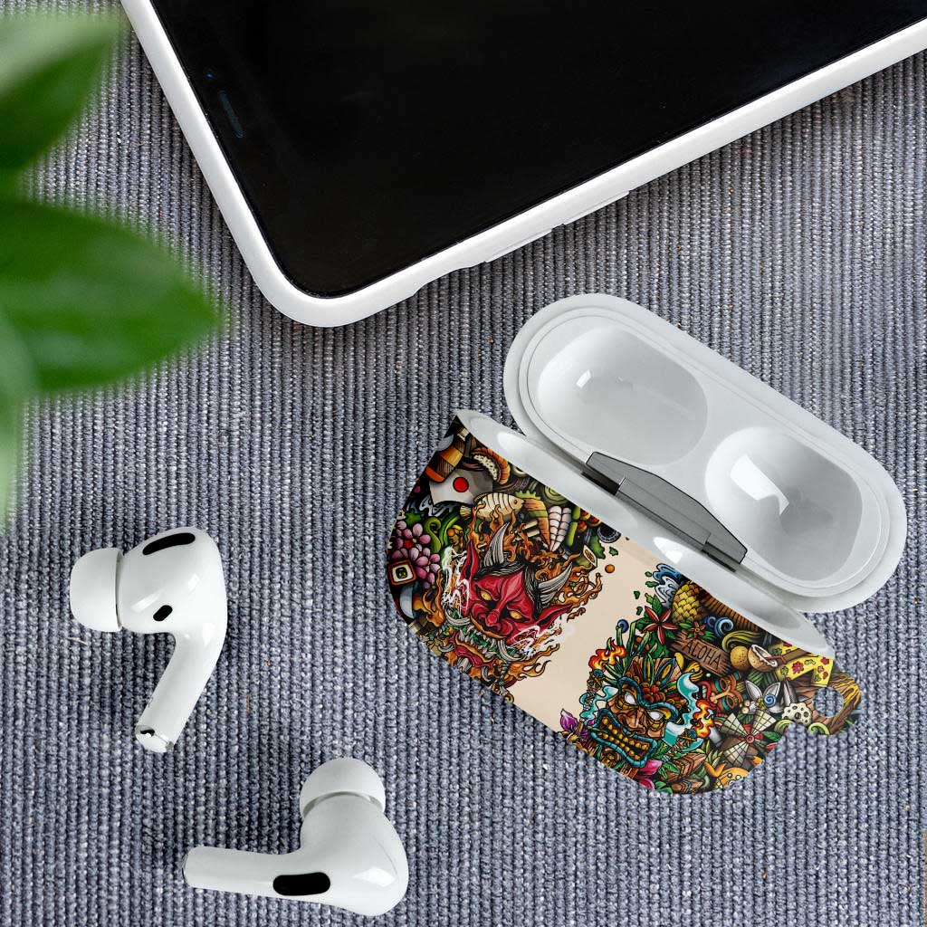 Hawaii And Japan AirPods Case Tiki With Oni Mask - Wonder Print Shop
