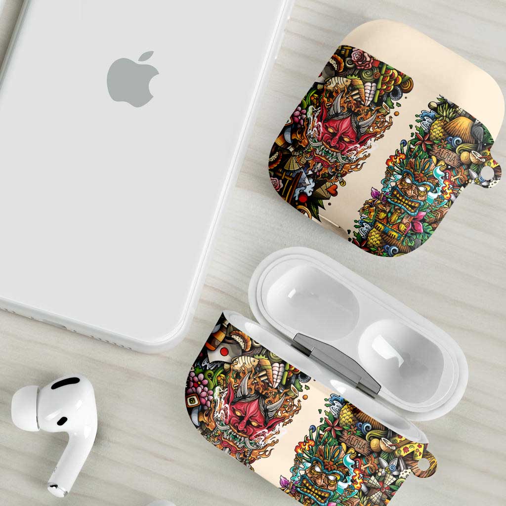 Hawaii And Japan AirPods Case Tiki With Oni Mask - Wonder Print Shop