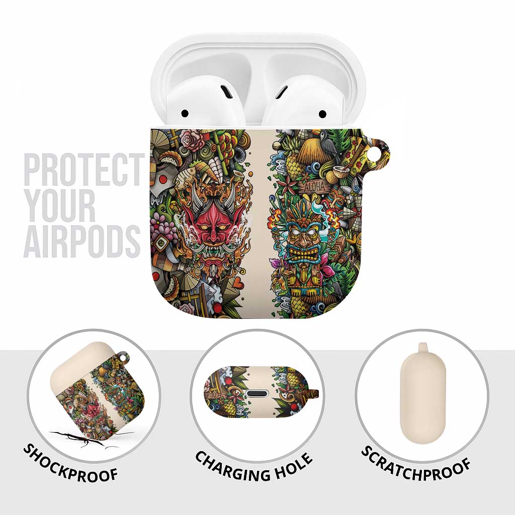 Hawaii And Japan AirPods Case Tiki With Oni Mask - Wonder Print Shop