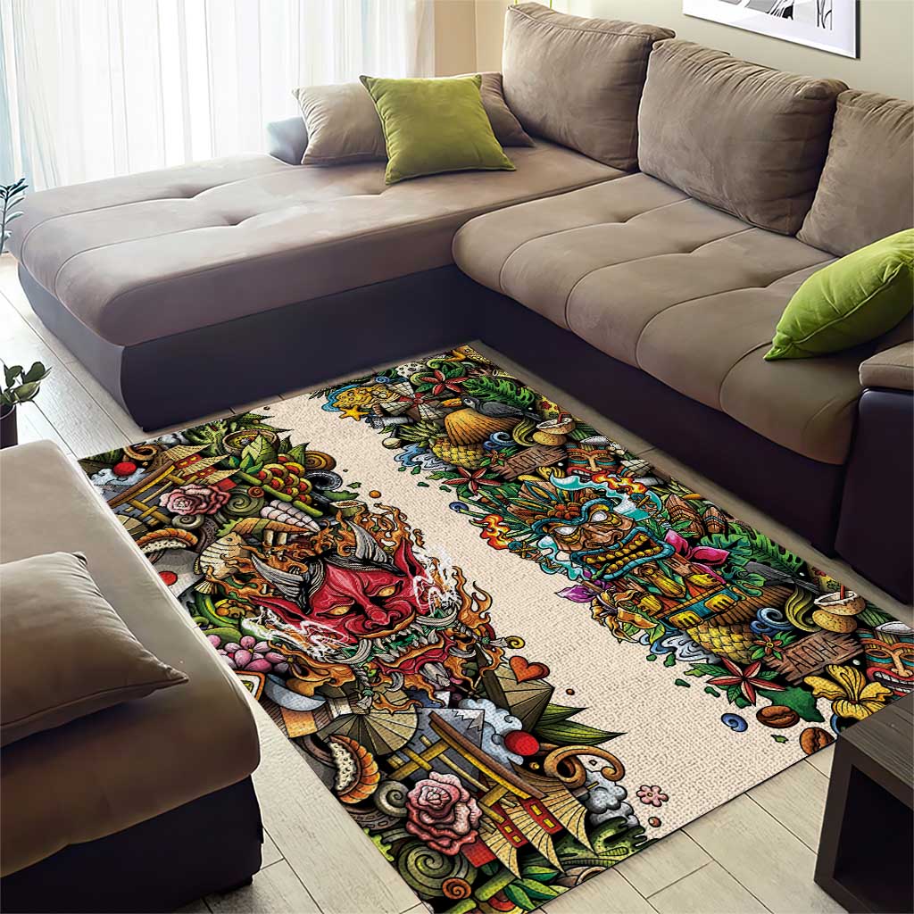 Hawaii And Japan Area Rug Tiki With Oni Mask - Wonder Print Shop