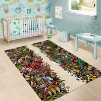 Hawaii And Japan Area Rug Tiki With Oni Mask - Wonder Print Shop