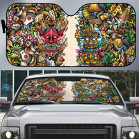 Hawaii And Japan Auto Sun Shade Tiki With Oni Mask - Wonder Print Shop