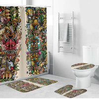Hawaii And Japan Bathroom Set Tiki With Oni Mask - Wonder Print Shop