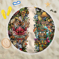 Hawaii And Japan Beach Blanket Tiki With Oni Mask - Wonder Print Shop