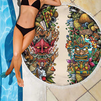 Hawaii And Japan Beach Blanket Tiki With Oni Mask - Wonder Print Shop
