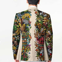 Hawaii And Japan Blazer Tiki With Oni Mask - Wonder Print Shop